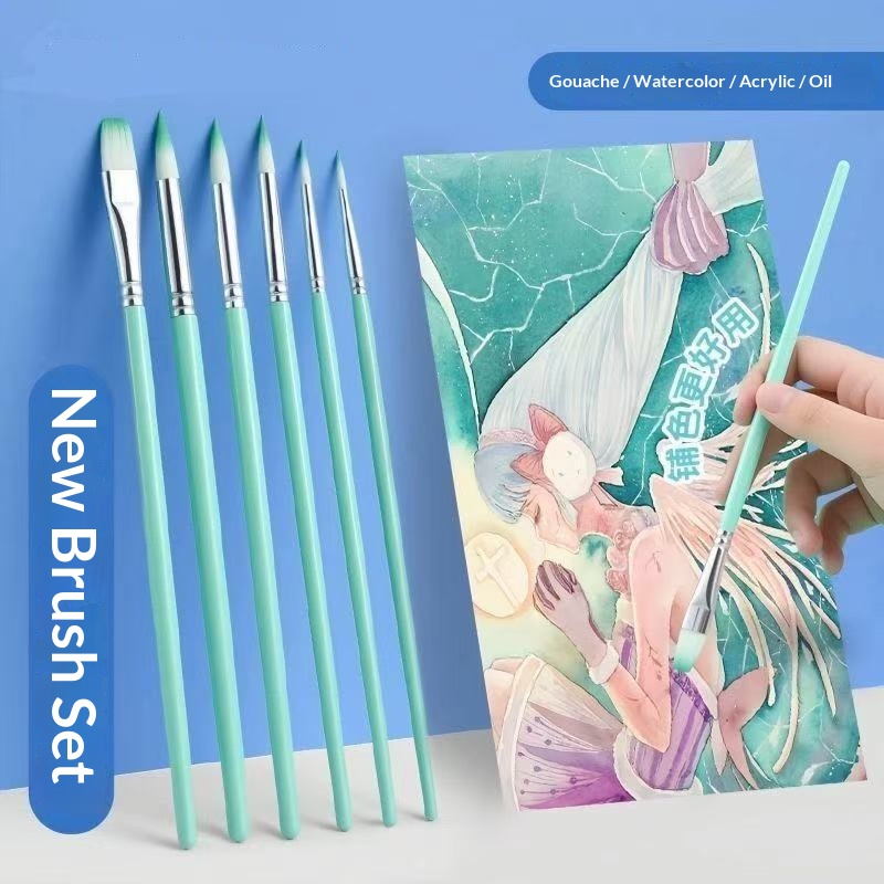 Gouache Paint Set - 6 Parça Set Naylon Uçlu Suluboya