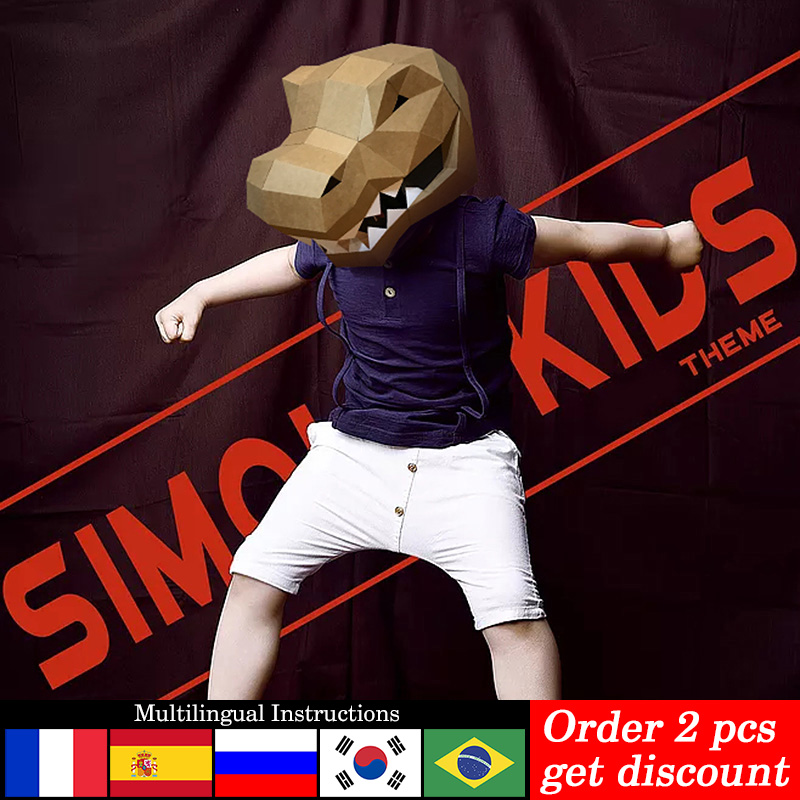 Art Craft Cardboard - Tyrannosaurus Rex hayvan maskesi kağıt modeli,